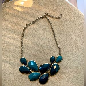 Jane Stone Necklace, Gold Tone With Faux Black And Green Stones